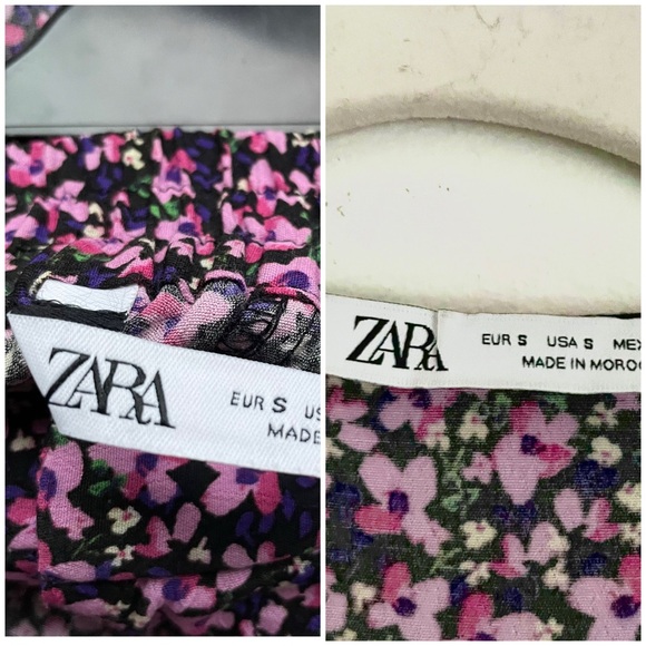 Zara Pink Floral Flare Pants And Boho Asymmetric Peplum Blouse 2 Piece Set EUC - Picture 7 of 16